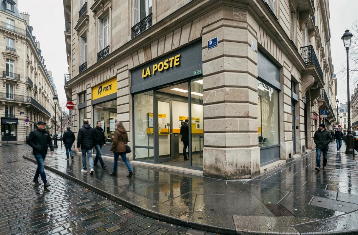 Façade d'une agence La Banque Postale en France, illustrant l'impact du départ de Philippe Heim sur les clients
