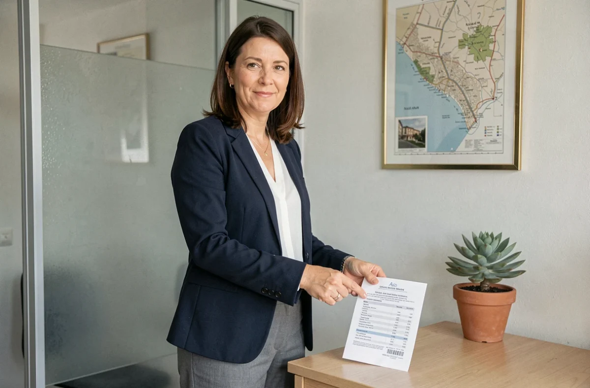 Agent immobilier présentant les tarifs de location de bureaux à Aix-les-Bains