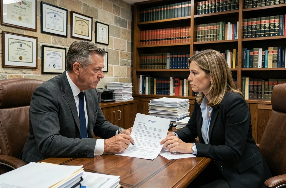 Avocat spécialisé en droit du travail conseillant une cliente sur les points clés d'une lettre de licenciement pour faute grave