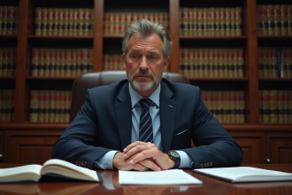 Avocat en costume dans un bureau sérieux et professionnel