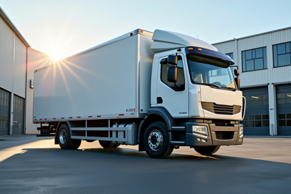 Camion de livraison 12 tonnes devant un entrepôt moderne