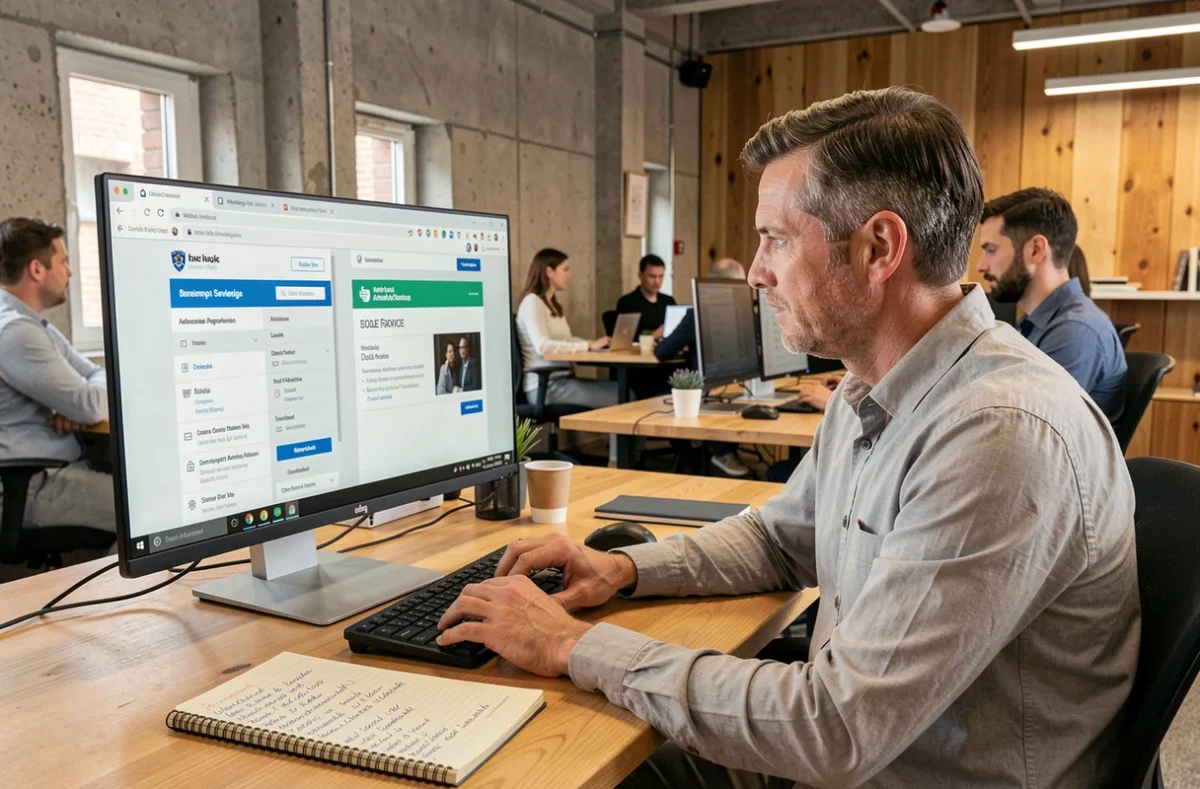 Entrepreneur comparant le guichet unique de l'INPI et la plateforme Legalstart pour choisir le meilleur service de formalités juridiques
