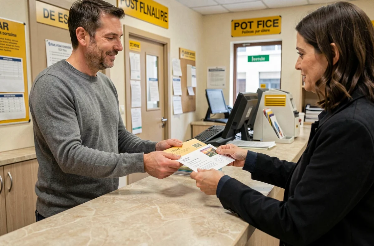 Envoi d'une lettre recommandée avec accusé de réception dans un bureau de poste pour un conflit locatif