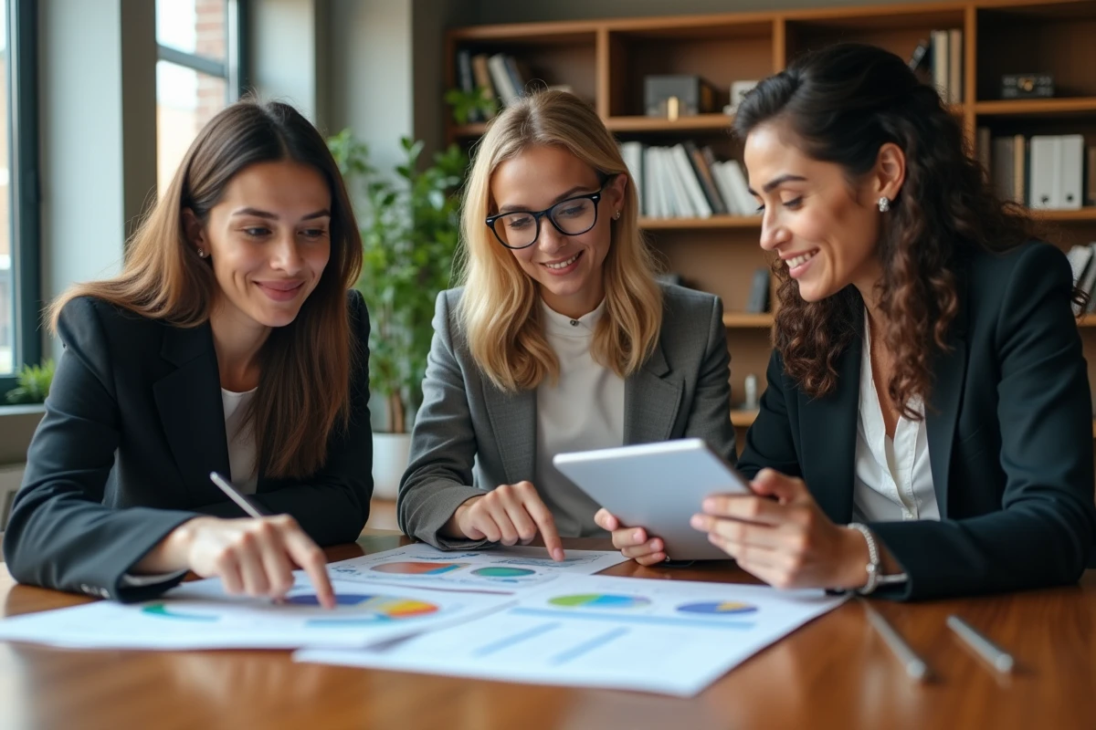 Groupe de professionnels discutant autour d