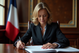 Femme d affaires française dans un bureau officiel