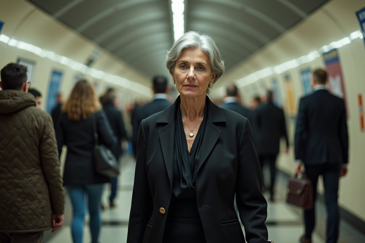 Femme d affaires dans le métro parisien