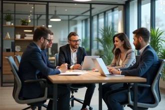 Bureaux modernes avec espace de travail optimisé et ergonomique