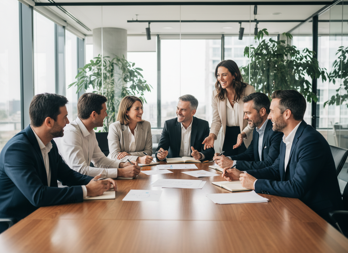 Groupe diversifié en brainstorming dans un bureau moderne