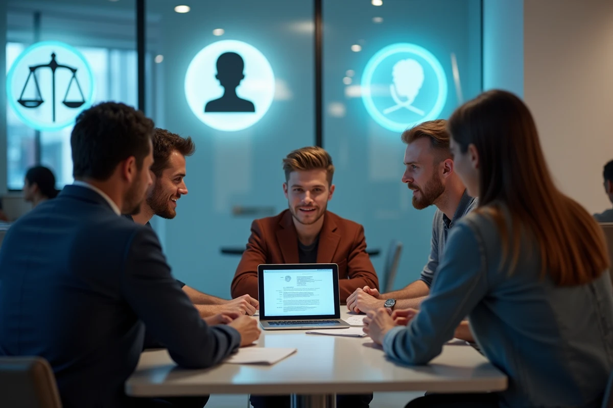 Groupe de personnes collaborant dans un centre de service public