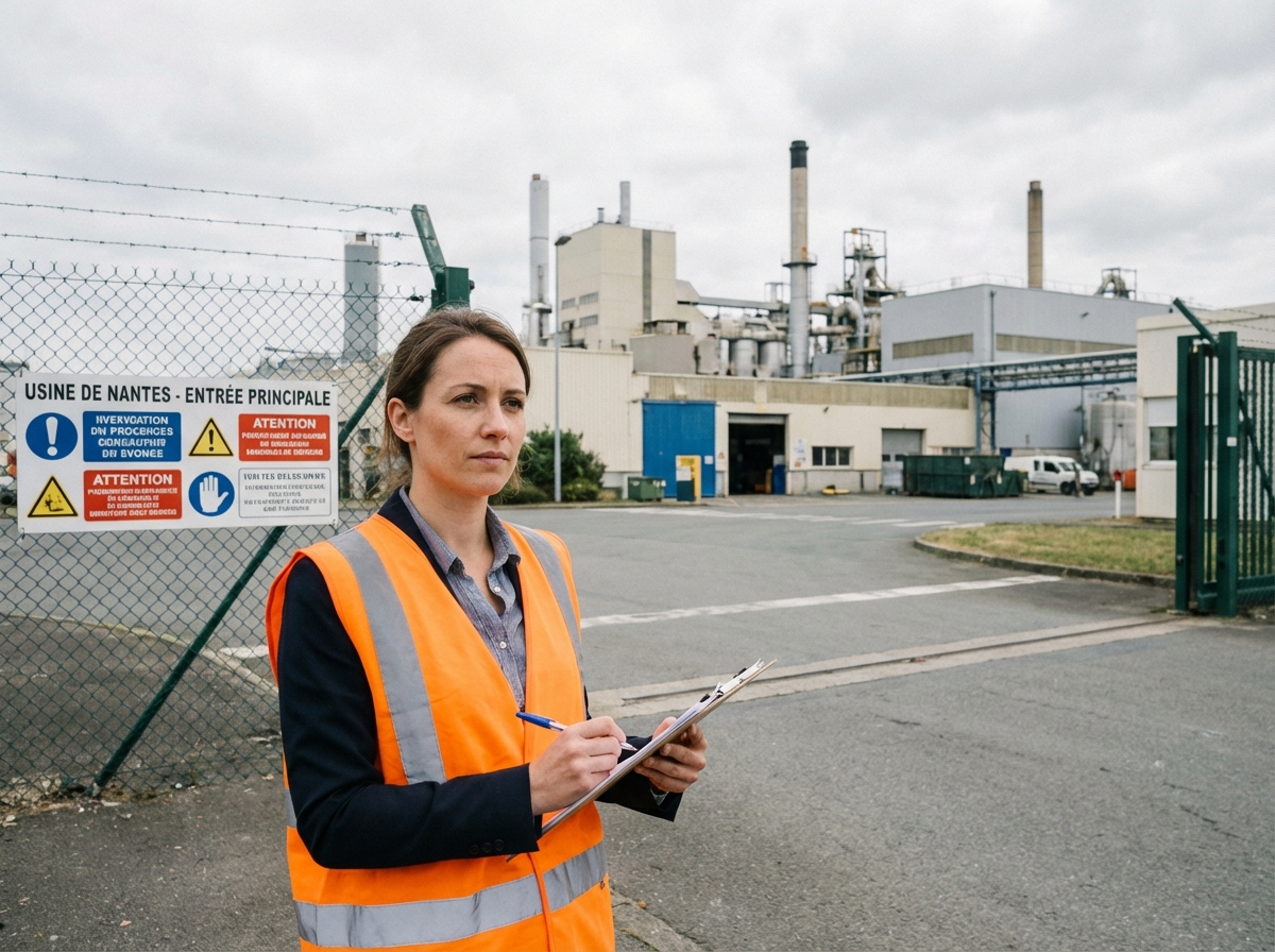 Inspectrice de securite industrielle devant site a nantes