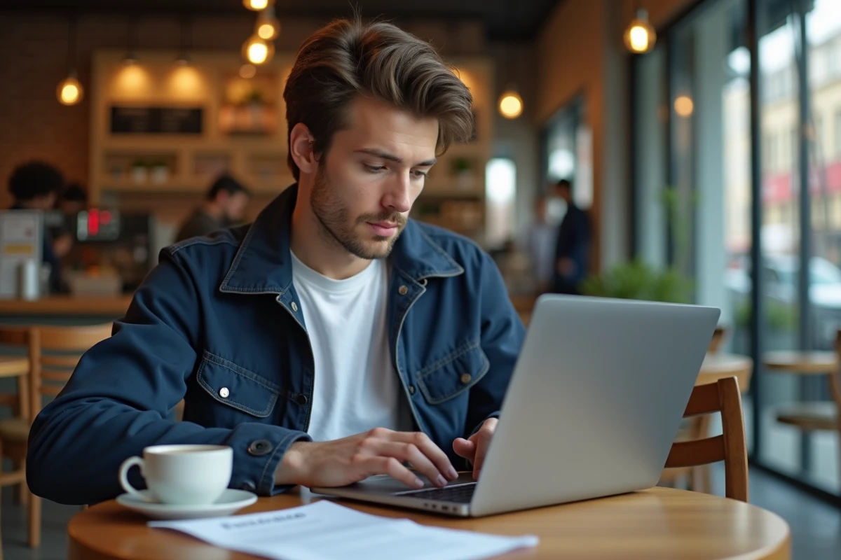 Jeune adulte finalisant une lettre d'annulation de contrat de travail avant embauche dans un café