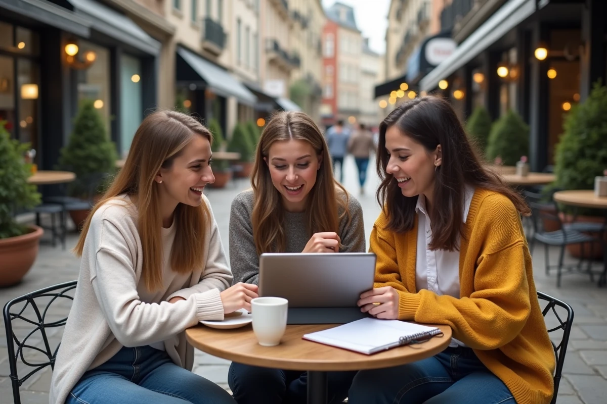 Jeunes adultes discutant autour d