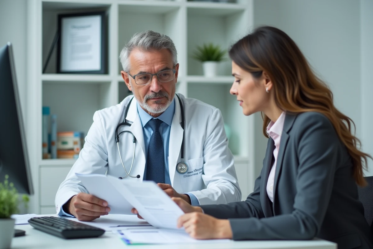 Médecin du travail en consultation de prévention des risques liés à l'alcool avec une salariée