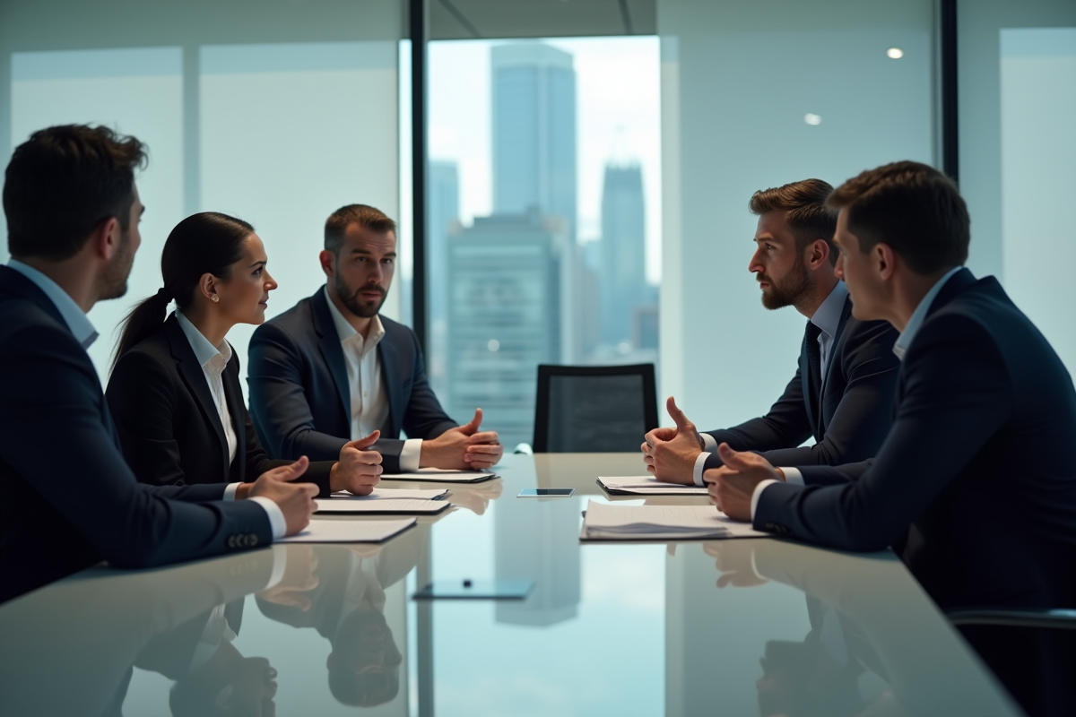 Groupe de professionnels en réunion de stratégie en entreprise