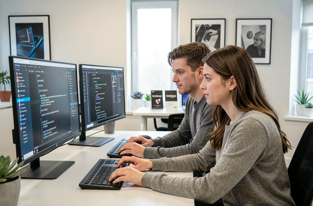 Équipe de VGT Agency travaillant sur du développement web et du design graphique en collaboration